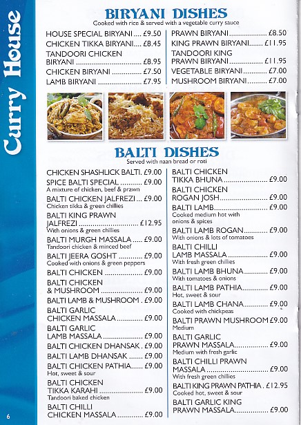 Curry House Ystalyfera menu