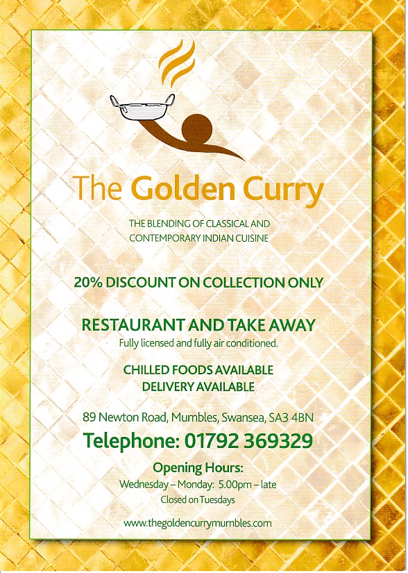 Golden Currry Indian Mumbles menu