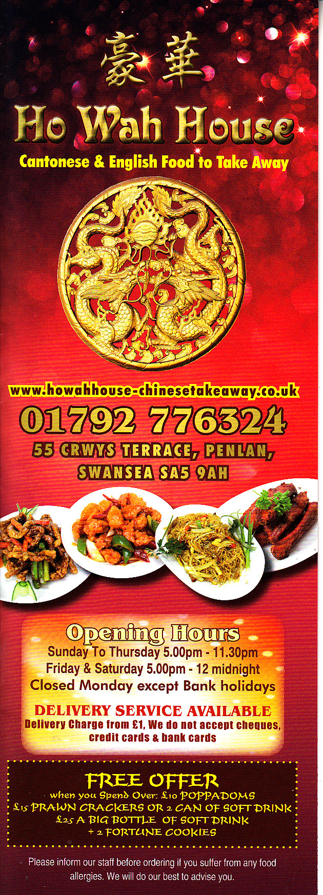 Ho Wah House chinese takeaway swansea