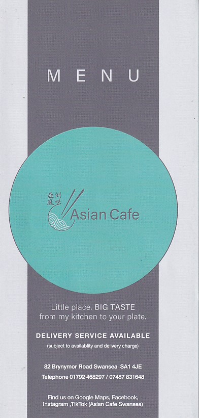 Menu of Asian Cafe Swansea