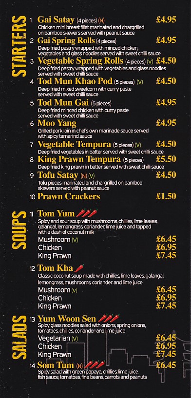 Menu 2 of BANGKOK EXPRESS, Swansea