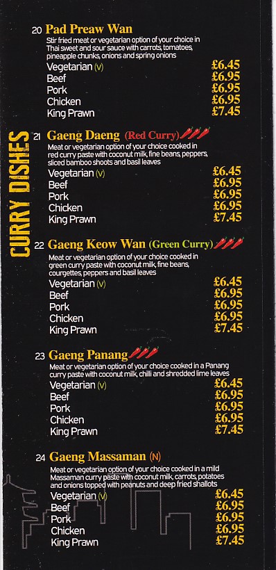 Menu 4 of BANGKOK EXPRESS, Swansea