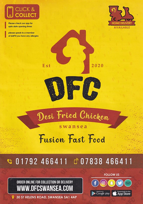 Menu of DFC Takeaway Swansea