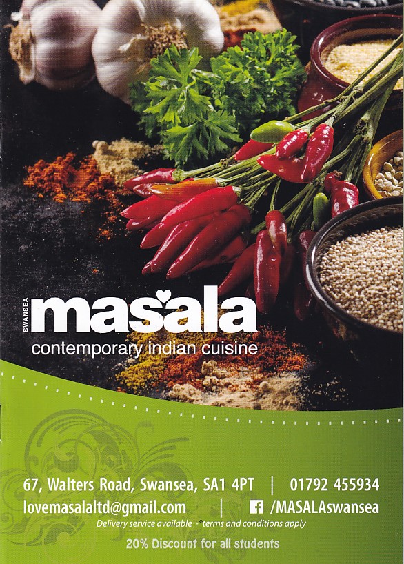 Menu of Masala,Indian takeaway in Swansea