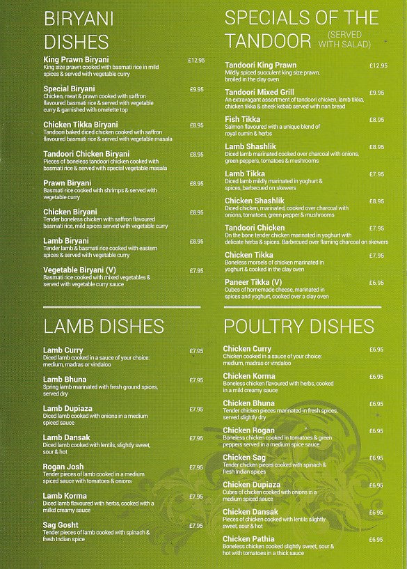 Menu 5 of Masala,Indian takeaway in Swansea