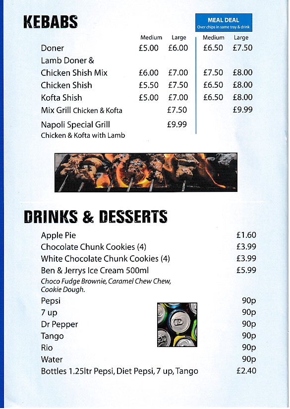 Menu of Pizza Napoli Swansea