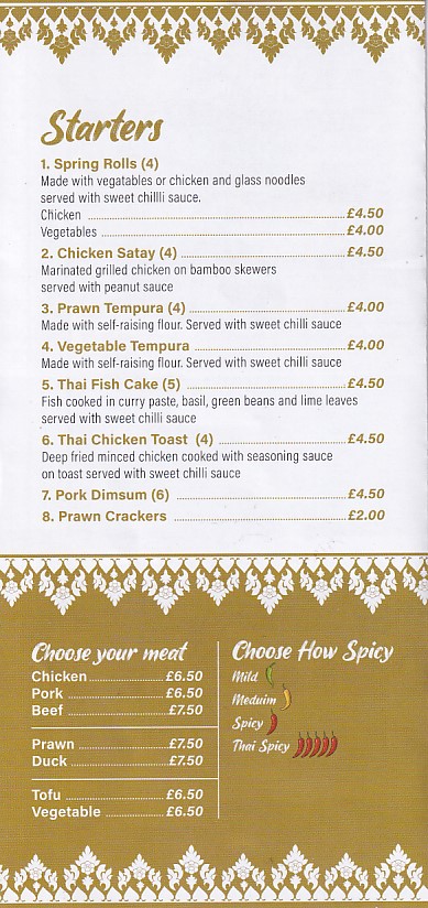 Menu 2 of Ramruay, Chang Thai Takeaway, Swansea