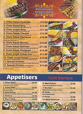 Menu of Reyhans Swansea Takeaway