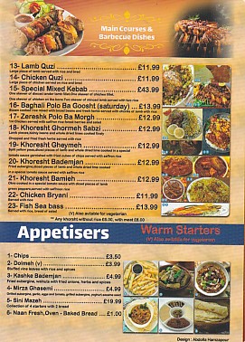 Menu of Reyhans Swansea Takeaway