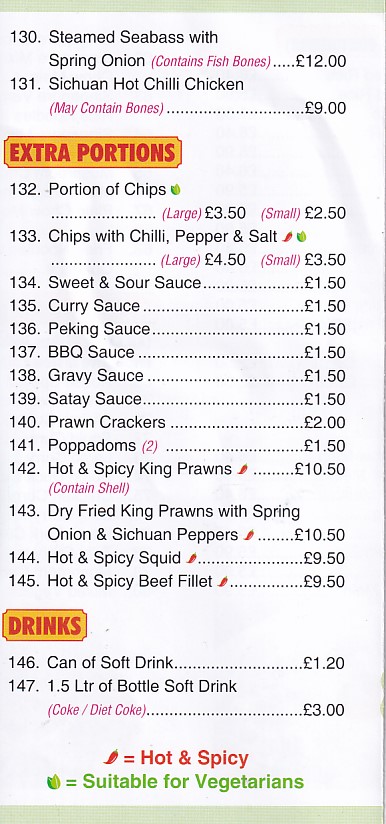 Menu 9 of Sichuan Savour, Chinese Takeaway Swansea