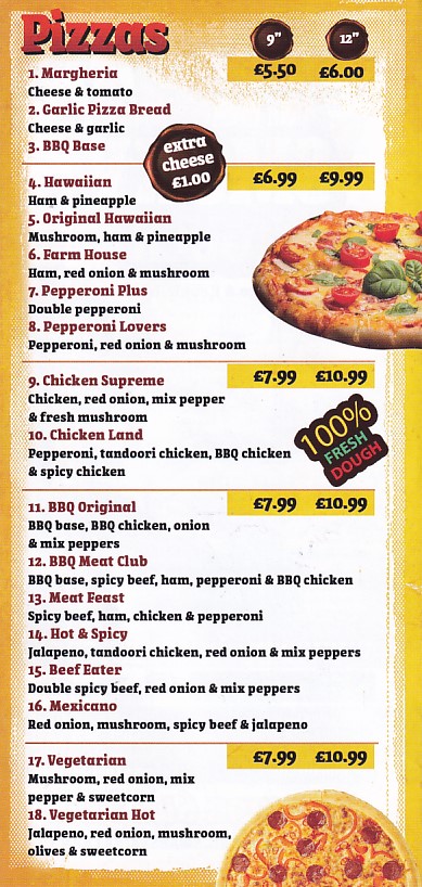 Menu of SMOKY TOUCH Pizza Swansea