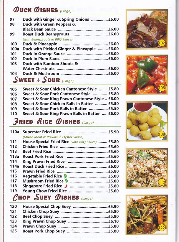 Menu 5 of Superstar, Chinese Takeaway Swansea