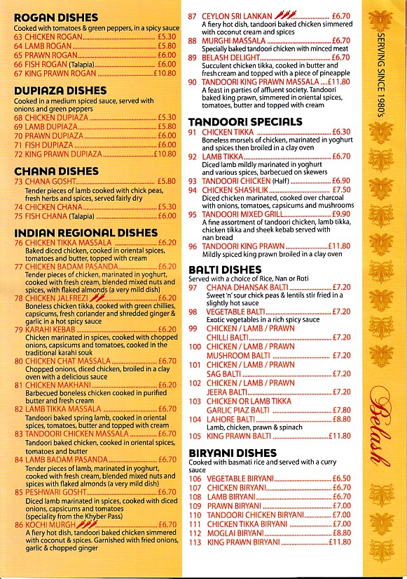 Menu of Belash Uplands Takeaway & Delivery Swansea