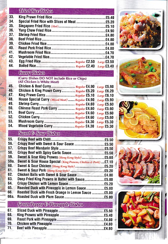 Menu of Golden Palace Pontarddulais