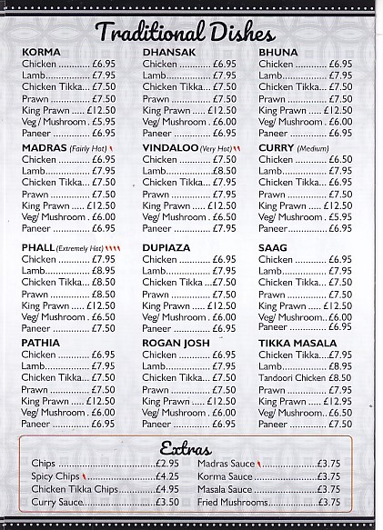 Menu of Haldi Indian Gorseinon