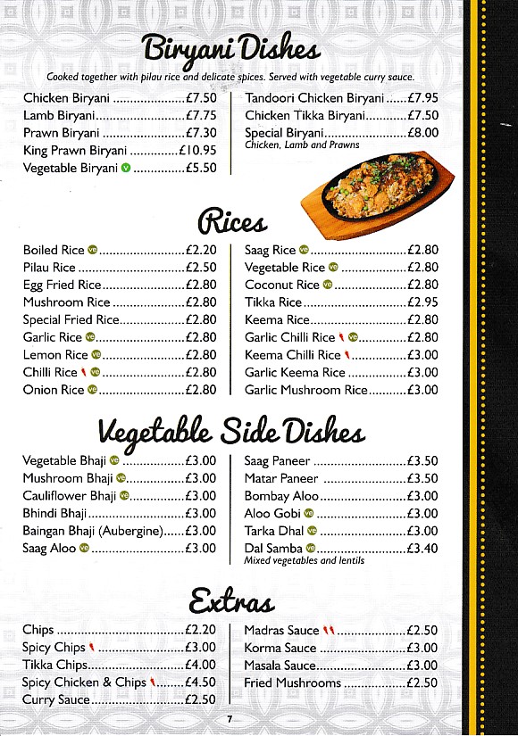 Menu of Haldi Indian Gorseinon