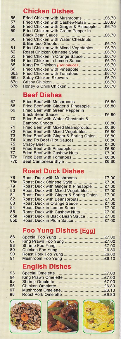 Menu of Central Fish Bar and Cantonese Takeaway Morriston