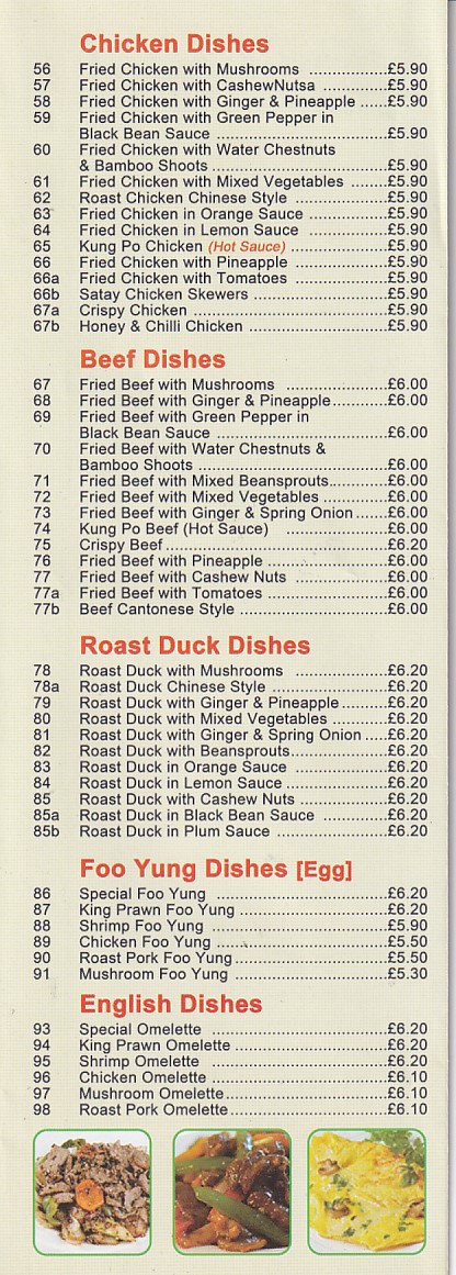 Menu of Central Fish Bar and Cantonese Takeaway Morriston