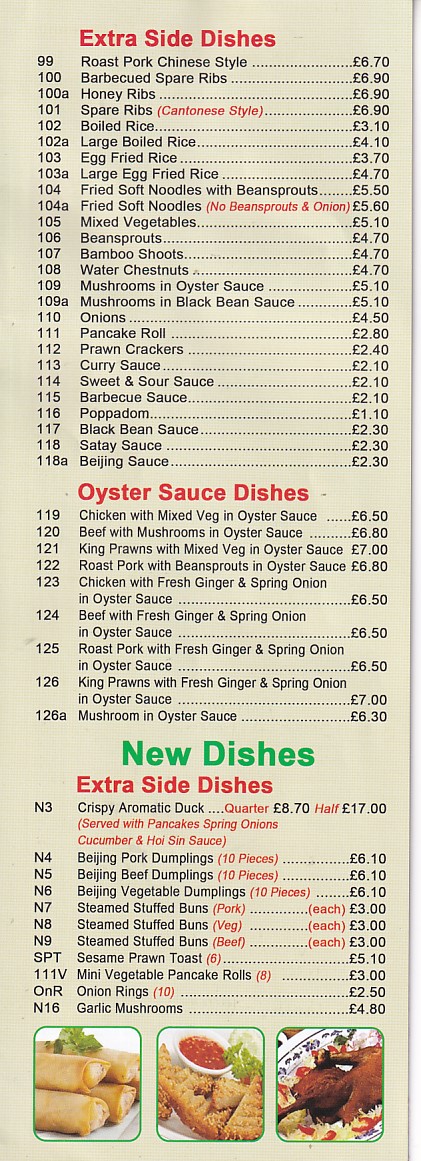 Menu of Central Fish Bar and Cantonese Takeaway Morriston