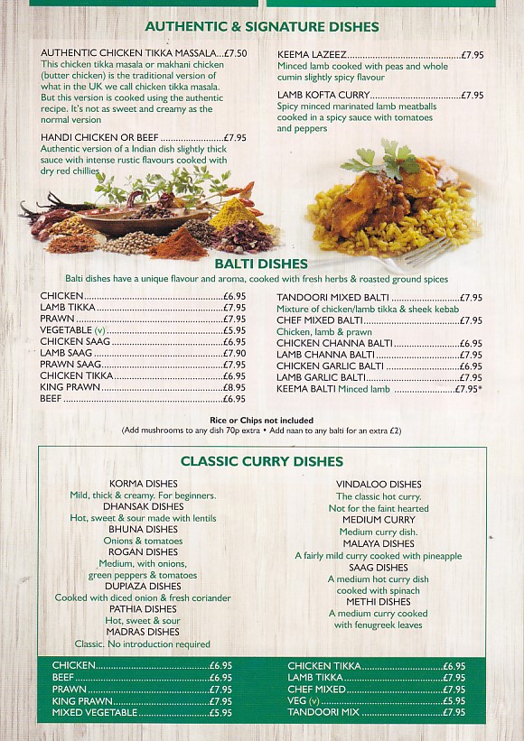 Menu of Herbs and Spices