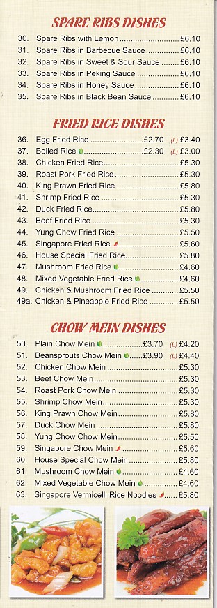 Menu of Golden Triangle Chinese in Pontardawe