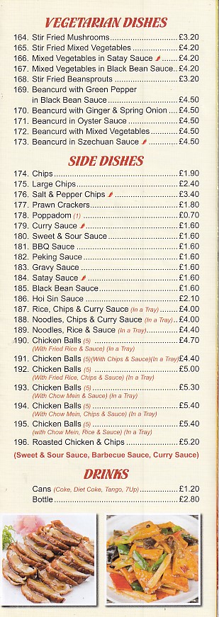 Menu of Golden Triangle Chinese in Pontardawe