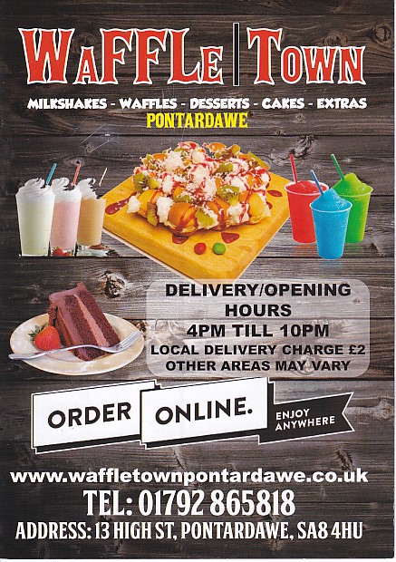 Menu of Waffle Town, Pontardawe