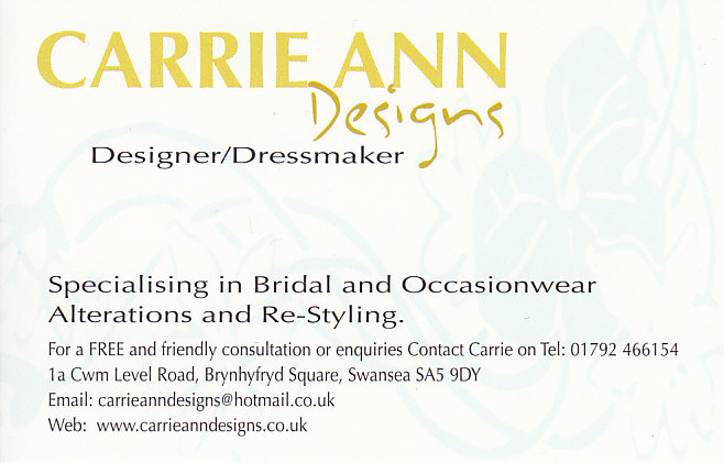 carrie ann designs weddings swansea