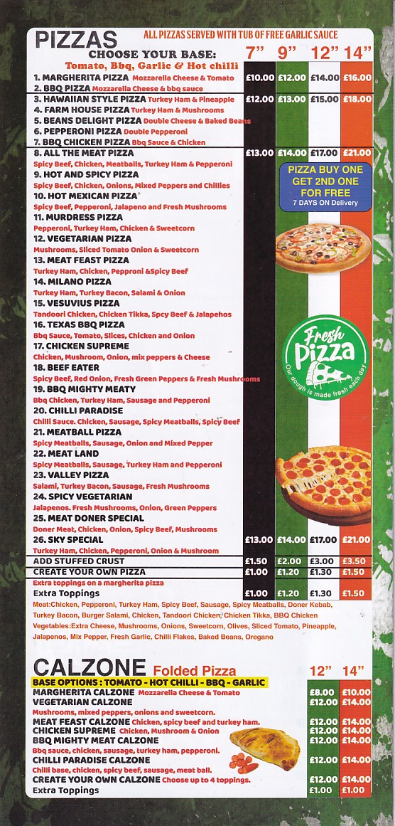 Menu of xxxxx