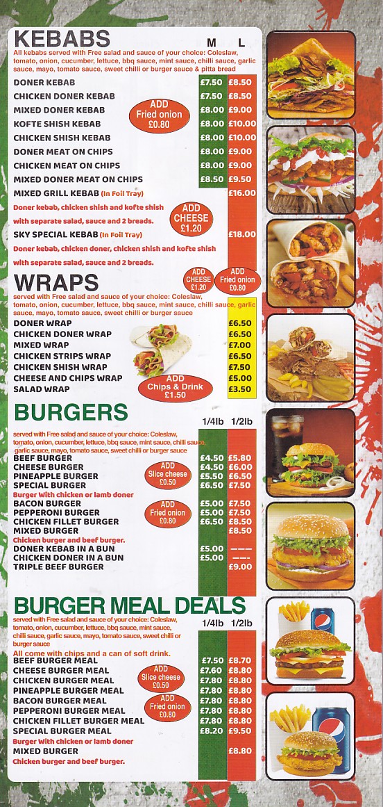 Menu of xxxxx