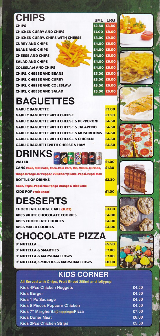 Menu of xxxxx