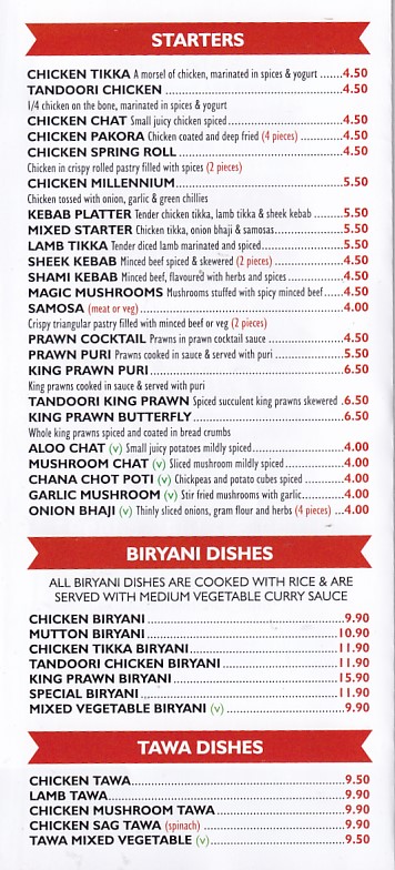 Menu of Tiffin Takeaway, in Ystradgynlais